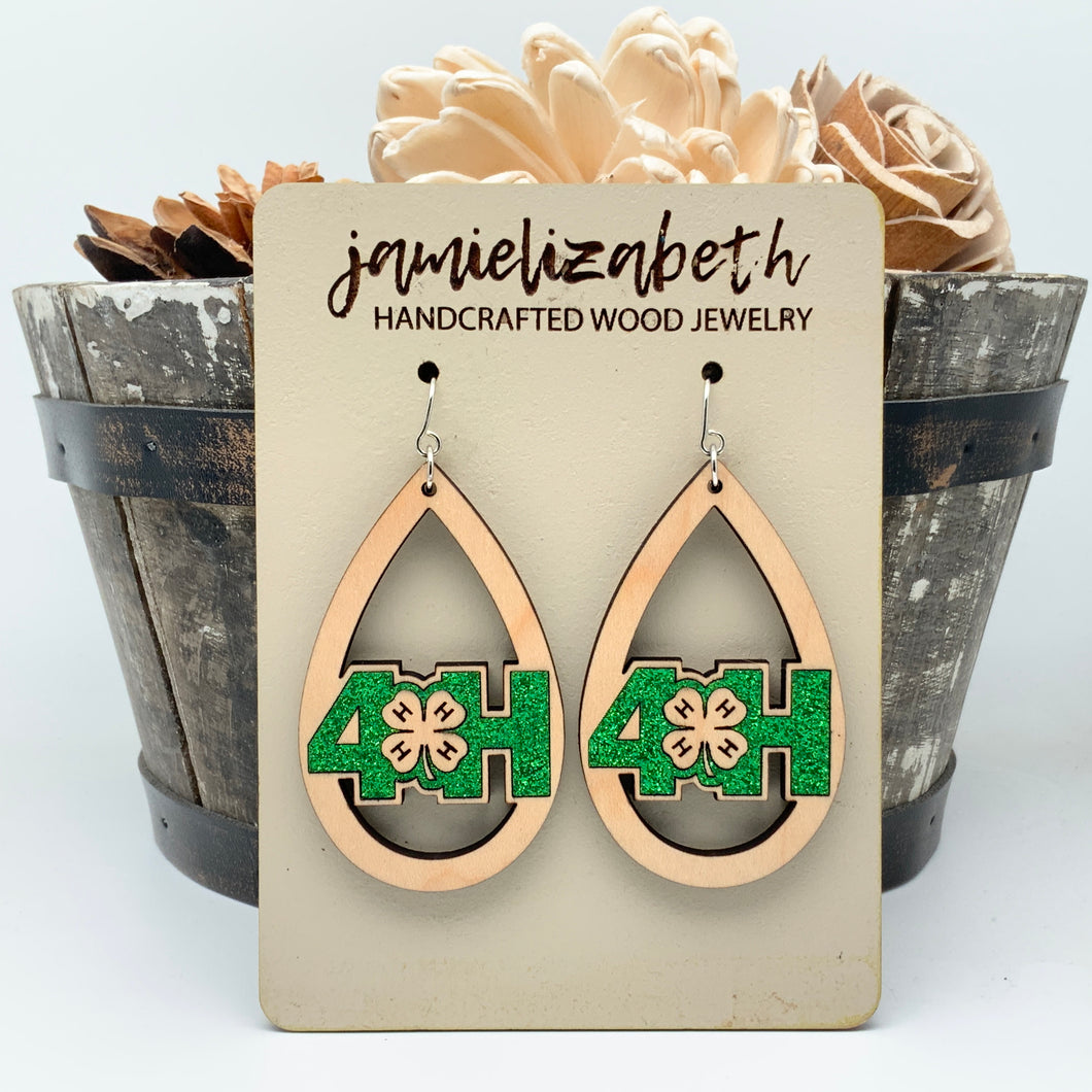 4H Love -Fine Green Glitter - Earrings