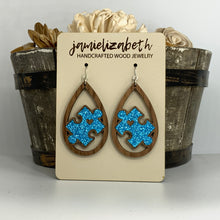 Load image into Gallery viewer, Blue Glitter Autism Awareness Earrings
