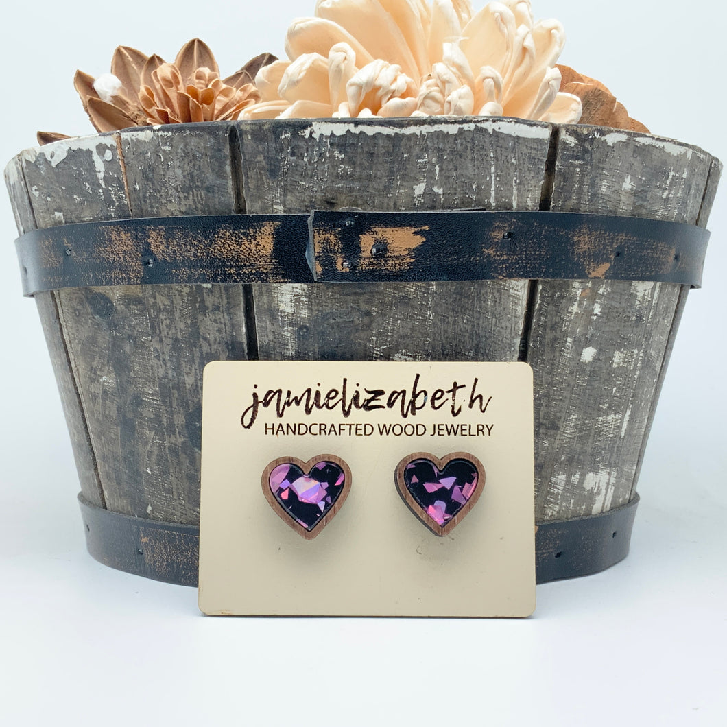 Purple Passion Heart Studs    -Vault