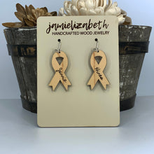 Load image into Gallery viewer, Type 1 Diabetes Awareness Ribbon Earrings
