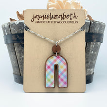 Load image into Gallery viewer, Spring Plaid - Acrylic Rainbows - Earrings or Necklace    -Vault
