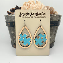 Load image into Gallery viewer, Light Blue Cork Autism Awareness Earrings
