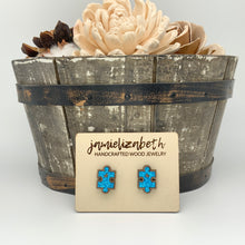 Load image into Gallery viewer, Blue Glitter Autism Awareness Earrings
